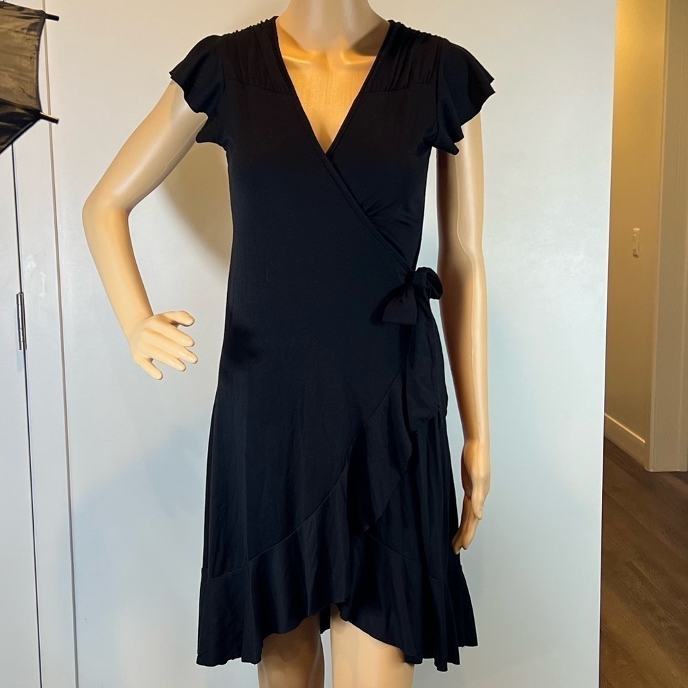 Soho Black Ruffled Wrap Dress - No Tags - Picture 5 of 7